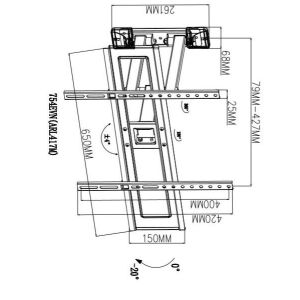 TB TV wall mount 37-70", 35kg, max VESA 600x400 TB-754E