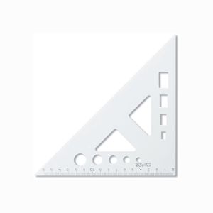 Trojúhelník KOH-I-NOOR transparentní s ryskou a šablonou, 16 cm