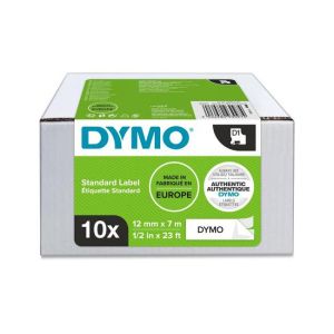 Samolepící páska Dymo D1 12 mm bílá/černá, 10ks