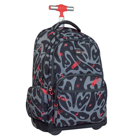 Školní batoh na kolečkách MILAN (25 L) Rocket Boom, black & grey