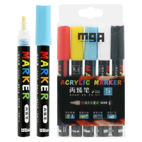 Popisovač M&G Acrylic Marker 2 mm akrylový, sada 5 ks