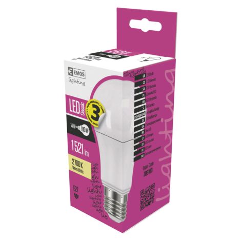 EMOS LED ŽIAROVKA CLASSIC A60 14W(100W) 1521lm E27 WW 1525733204