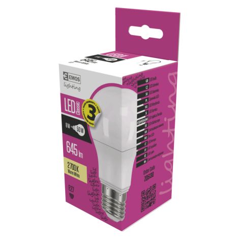 EMOS LED ŽIAROVKA CLASSIC A60 8W(50W) 645lm E27 WW 1525733200