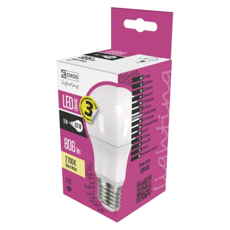 EMOS LED ŽIAROVKA CLASSIC A60 9W(60W) 806lm E27 WW 1525733201