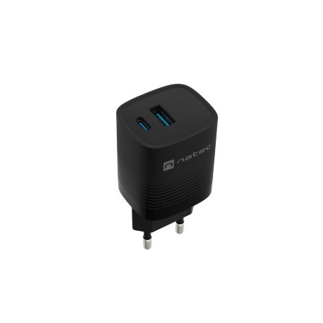 Univerzálna USB nabíjačka Natec RIBERA GaN 30 W, 1X USB-A, 1X USB-C, čierna NUC-2141