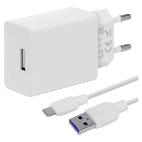 OBAL:ME Cestovná Nabíjačka USB-A 10W + USB-A/USB-C Kábel 1m White 8596311218842