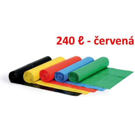 Pytel 240 ℓ 80 mic. 100 x 125 cm, HDPE červené (1ks)