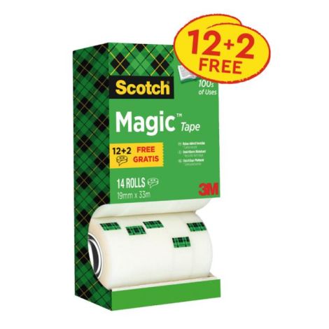 Lepicí páska Scotch Magic neviditelná popisovatelná 19 mm x 33 mv krabičce 12+2 zdarma