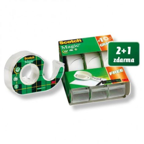 Lepicí páska Scotch Magic 19mm x 7,5m s dispenzorem 2+1 zdarma