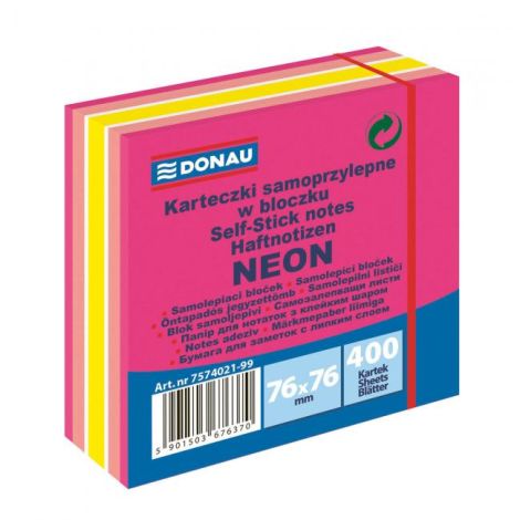 Bloček Donau 76x76mm 400l neonová růžová