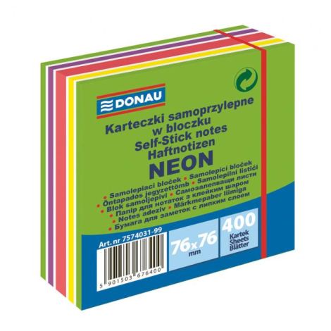 Bloček Donau 76x76mm 400l neonová zelená