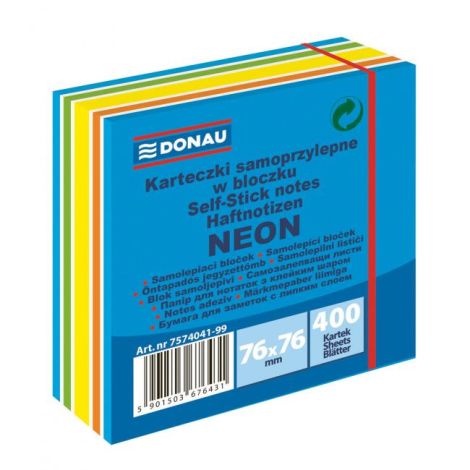 Samolepící bloček Donau 76x76mm 400l neonová modrá