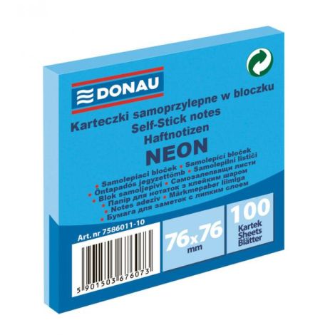 Bloček Donau neonový 76x76 mm modrý