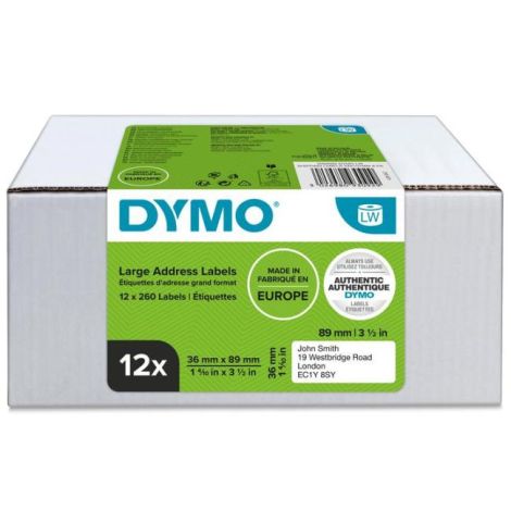 Samolepící etikety Dymo LW 89x36mm adresné velké bílé 3120ks