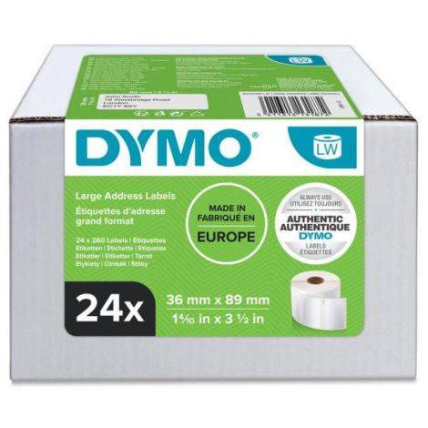 Samolepící etikety Dymo LW 89x36mm adresné velké bílé 6240ks