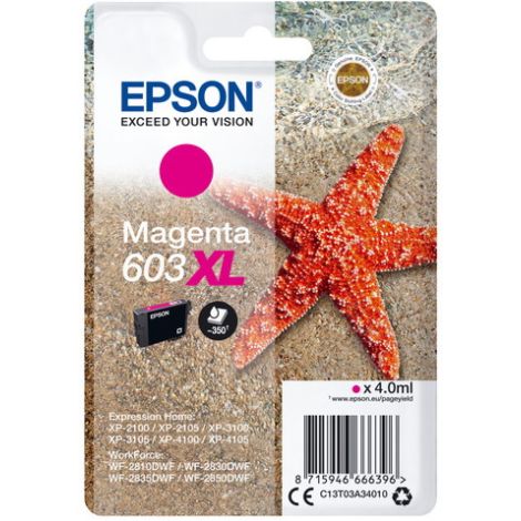 Cartridge Epson 603 XL, C13T03A34010, purpurová (magenta), originál