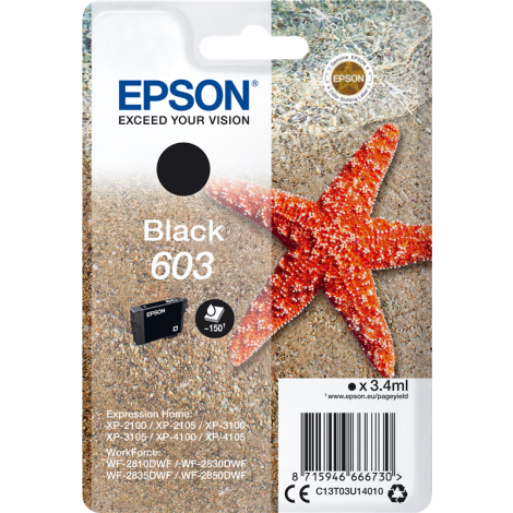 Cartridge Epson 603, C13T03U14010, černá (black), originál