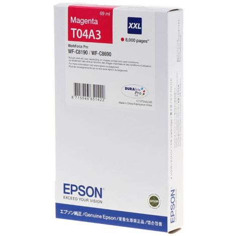 Cartridge Epson T04A3 XXL, C13T04A340, purpurová (magenta), originál