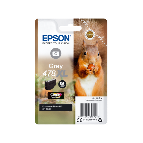 Cartridge Epson 478 XL, T04F6, C13T04F64010, šedá (gray), originál