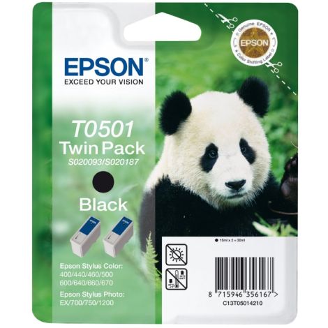 Cartridge Epson T0501, dvojbalení, černá (black), originál