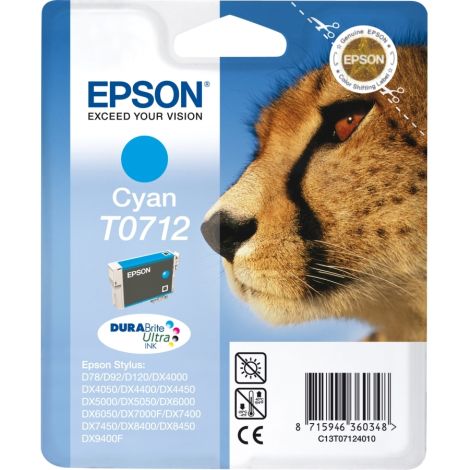 Cartridge Epson T0712, C13T07124012, azurová (cyan), originál