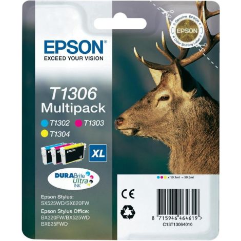 Cartridge Epson T1306, C13T13064012, CMY, 3-pack, multipack, originál