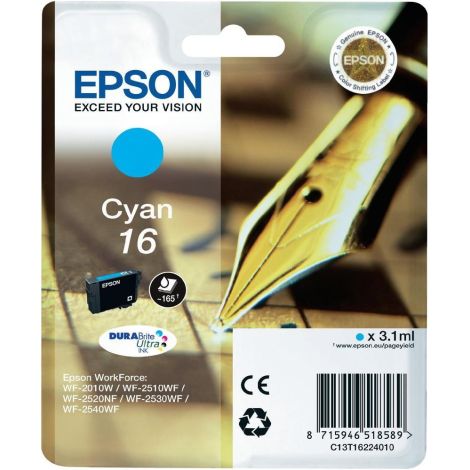 Cartridge Epson T1622 (16), C13T16224012, azurová (cyan), originál