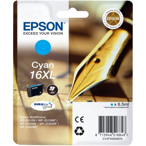 Cartridge Epson T1632 (16XL), C13T16324012, azurová (cyan), originál