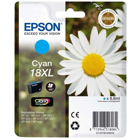 Cartridge Epson T1812 (18XL), C13T18124012, azurová (cyan), originál