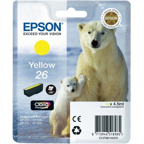 Cartridge Epson T2614 (26), C13T26144012, žlutá (yellow), originál