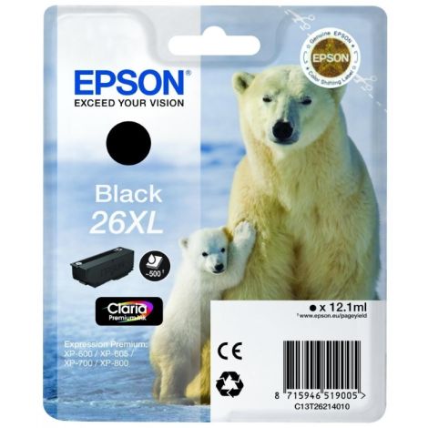 Cartridge Epson T2621 (26XL), C13T26214012, černá (black), originál