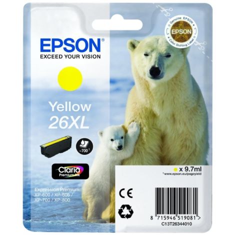 Cartridge Epson T2634 (26XL), C13T26344012, žlutá (yellow), originál