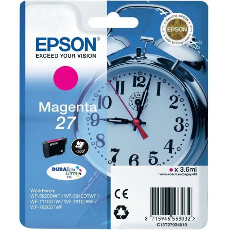 Cartridge Epson T2703 (27), C13T27034012, purpurová (magenta), originál