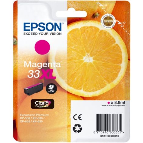 Cartridge Epson T3363 (33XL), C13T33634012, purpurová (magenta), originál