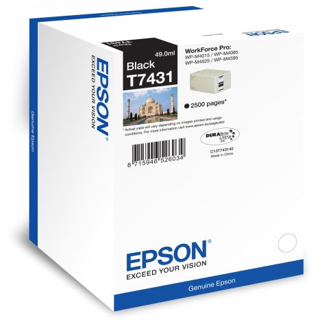 Cartridge Epson T7431, černá (black), originál