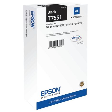 Cartridge Epson T7551 XL, černá (black), originál