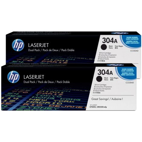 Toner HP CC530AD (304A), dvojbalení, černá (black), originál