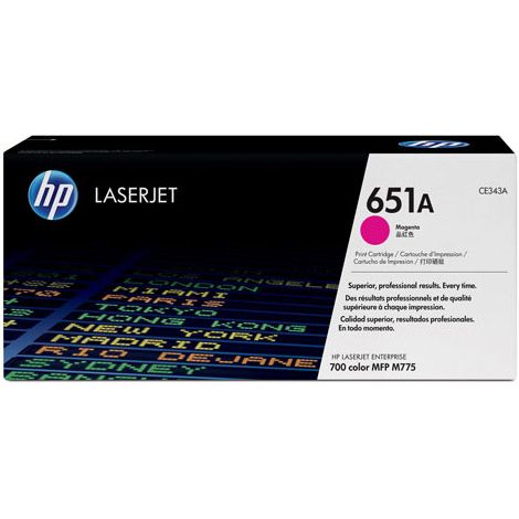 Toner HP CE343A (651A), purpurová (magenta), originál