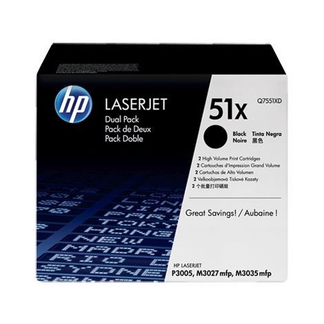 Toner HP Q7551XD (51X), dvojbalení, černá (black), originál