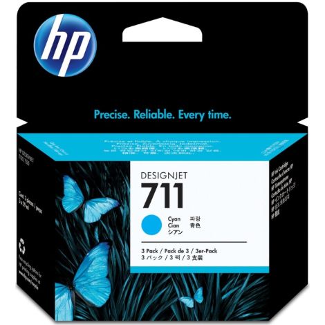 Cartridge HP 711 (CZ134A), trojbalení, azurová (cyan), originál