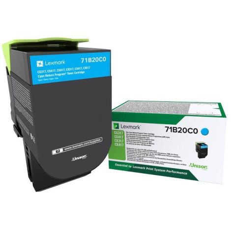 Toner Lexmark 71B20C0 (CS317, CS417, CS517), azurová (cyan), originál