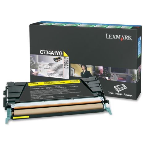 Toner Lexmark C734A1YG (C734, C736, X734, X736, X738), žlutá (yellow), originál