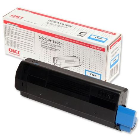 Toner OKI 43034807 (C3200), azurová (cyan), originál