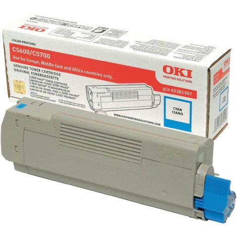 Toner OKI 43381907 (C5600, C5700), azurová (cyan), originál