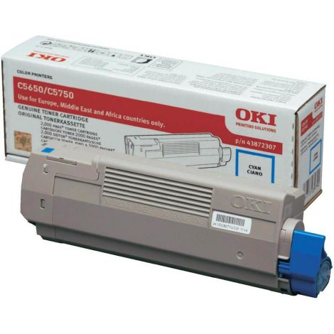 Toner OKI 43872307 (C5650, C5750), azurová (cyan), originál